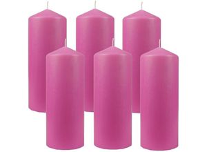 4059222056278 - Hs Candle - Stumpenkerzen Wachskerzen Ø8cm x 20cm ( 6er Pack ) Rose - Lange Brenndauer Hergestellt in eu Kerzen Blockkerzen - Wachs Stumpen - Rose