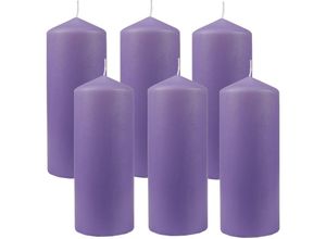 4059222056285 - Hs Candle - Stumpenkerzen Wachskerzen Ø8cm x 20cm ( 6er Pack ) Violett - Lange Brenndauer Hergestellt in eu Kerzen Blockkerzen - Wachs Stumpen