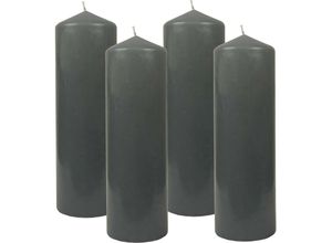 4059222056414 - Bestgoodies - Stumpenkerzen Wachskerzen Ø8cm x 25cm ( 4er Pack ) Grau - Lange Brenndauer Hergestellt in eu Kerzen Blockkerzen - Wachs Stumpen - Grau