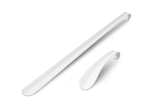 4059222058906 - Pro Home - Stabile Metall Schuhlöffel Weiß ( 165cm + 58cm ) - 2er Set Schuhanziehhilfe - Rückenschonender Schuhanzieher für Kinder Herren Damen