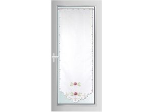 4059222060848 - Bestlivings - Türpanneaux 180x60cm Blumen ( Rose ) Stangendurchzug ( inkl Vitragestange ohne Bohren ) Voile Kurzgardine Stickerei - Bistrogardine