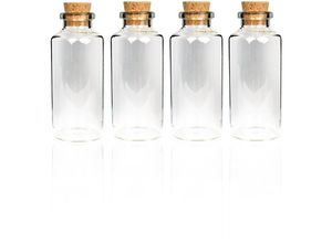 4059222061364 - Mini Glasflaschen mit Korken 10ml ( 4er Pack ) - Kleine Glasfläschchen zum Befüllen - Reagenzglas Glas für Hochzeit - Mini Gläser Gastgeschenke