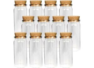 4059222061487 - Mini Glasflaschen mit Korken 50ml ( 12er Pack ) - Kleine Glasfläschchen zum Befüllen - Reagenzglas Glas für Hochzeit - Mini Gläser Gastgeschenke