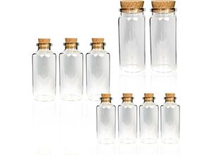 4059222061500 - Mini Glasflaschen mit Korken Mix 10ml 30ml 50ml ( 12er Pack ) - Kleine Glasfläschchen zum Befüllen - Reagenzglas Glas für Hochzeit - Mini Gläser