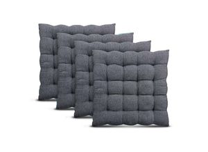 4059222061951 - Stuhlkissen 40x40cm ( Grau ) - 4er Pack - Hochwertiges Sitzkissen Atmungsaktiv Indoor & Outdoor - Baumwolle Öko Tex für Gartenstuhl Küche Esszimmer