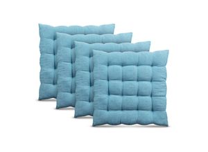 4059222061968 - Stuhlkissen 40x40cm ( Türkis ) - 4er Pack - Hochwertiges Sitzkissen Atmungsaktiv Indoor & Outdoor - Baumwolle Öko Tex für Gartenstuhl Küche Esszimmer