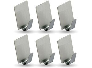 4059222062231 - Bestlivings - Selbstklebende Wandhaken ( 6er Set Rechteckig ) Silber Edelstahl für Badezimmer Schlafzimmer Wand Rostfrei Aufhänger Bilderhaken