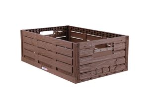 4059222064693 - Stabile Faltbox im Holzdesign 60 x 40 x 218cm ( LxBxH ) Stapelbarer Faltbarer Einkaufskorb 45L - Robuste Klappkiste - Gemüsekiste Obstkiste - Braun