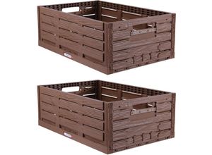 4059222064709 - Stabile Faltbox 2er Pack Holzdesign 60 x 40 x 218cm ( LxBxH ) Stapelbarer Faltbarer Einkaufskorb 45L - Robuste Klappkiste - Gemüsekiste Obstkiste