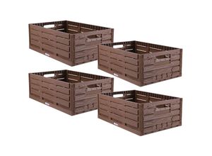 4059222064723 - Stabile Faltbox 4er Pack Holzdesign 60 x 40 x 218cm ( LxBxH ) Stapelbarer Faltbarer Einkaufskorb 45L - Robuste Klappkiste - Gemüsekiste Obstkiste