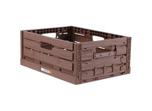 4059222064730 - Stabile Faltbox im Holzdesign 40 x 30 x 163cm ( LxBxH ) Stapelbarer Faltbarer Einkaufskorb 16L - Robuste Klappkiste - Gemüsekiste Obstkiste - Braun