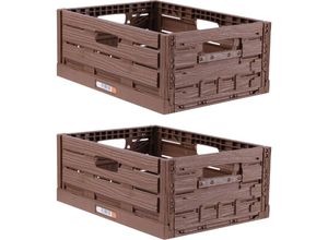 4059222064747 - Stabile Faltbox 2er Pack Holzdesign 40 x 30 x 163cm ( LxBxH ) Stapelbarer Faltbarer Einkaufskorb 16L - Robuste Klappkiste - Gemüsekiste Obstkiste