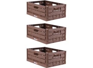 4059222064754 - Stabile Faltbox 3er Pack Holzdesign 40 x 30 x 163cm ( LxBxH ) Stapelbarer Faltbarer Einkaufskorb 16L - Robuste Klappkiste - Gemüsekiste Obstkiste