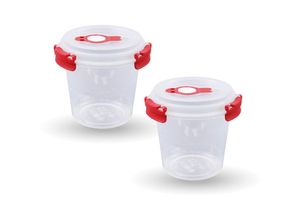 4059222065096 - Tontarelli - Frischhaltedosen für Lebensmittel ( 064 l ) - 2er Pack Rot - Vorratsdose luftdicht Aufbewahrungsbox Meal Prep Box Joghurt schale bpa