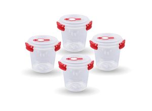 4059222065102 - Tontarelli - Frischhaltedosen für Lebensmittel ( 064 l ) - 2er Pack Rot - Vorratsdose luftdicht Aufbewahrungsbox Meal Prep Box Joghurt schale bpa