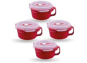 4059222065171 - Frischhaltedosen für Lebensmittel ( 084 l ) - 4er Pack Rot - Vorratsdose luftdicht Aufbewahrungsbox Meal Prep Box Frühstücksschale bpa Frei - Rot