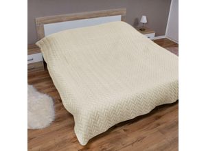 4059222066864 - Tagesdecke ( Creme ) 220x240 cm mit wattierter Zwischenlage Bettüberwurf - Überwurfdecke Sommerdecke gesteppt - Steppdecke Wendedecke - Creme