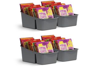 4059222069766 - Küchen Organizer mit 3 Fächern ( Anthrazit   4er Pack ) - Aufbewahrungsbox für Tütensuppen Gewürzmischungen uvm Ordnungssystem für Lebensmittel