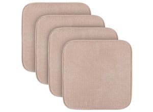 4059222070502 - Sitzkissen ( 4er Pack ) Stuhlkissen mit Anti Rutsch Unterseite 38cm x 38cm - Öko-Tex zertifiziert - Sitzauflage Uni Stuhlpolster Stuhlauflage - Beige