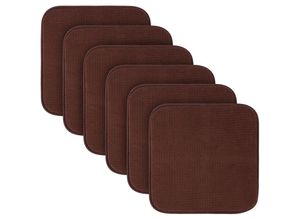 4059222070533 - Sitzkissen ( 6er Pack ) Stuhlkissen mit Anti Rutsch Unterseite 38cm x 38cm - Öko-Tex zertifiziert - Sitzauflage Uni Stuhlpolster Stuhlauflage - Braun