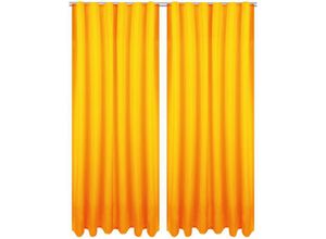 4059222191696 - Bestlivings - Dekoschal Ellen mit Universalband 2er Pack inkl Raffhalter & selbstkl Raffhaken Größe 140 x 175 cm Farbe hellorange - marigold