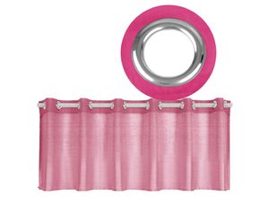 4059222212483 - Bestgoodies - sen-Bistrogardine in B160cm x L45cm transparente uni Scheibengardine Voile in vielen verschiedenen Farben erhältlich (pink - fuchsia)