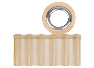 4059222212537 - Bestgoodies - sen-Bistrogardine in B160cm x L60cm transparente uni Scheibengardine Voile in vielen verschiedenen Farben erhältlich (beige - nude)