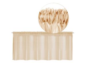 4059222212650 - Stangendurchzug-Bistrogardine in B160cm x L45 cm transparente uni Scheibengardine Voile in vielen verschiedenen Farben erhältlich (beige - nude)