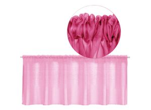 4059222212728 - Stangendurchzug-Bistrogardine in B160cm x L45 cm transparente uni Scheibengardine Voile in vielen verschiedenen Farben erhältlich (pink - fuchsia)