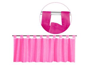 4059222212971 - Schlaufen-Bistrogardine in B160cm x L45cm transparente uni Scheibengardine Voile in vielen verschiedenen Farben erhältlich (pink - fuchsia) - Pink