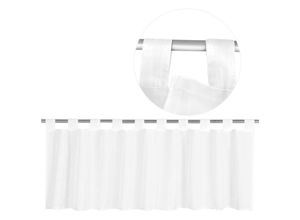 4059222212995 - Schlaufen-Bistrogardine in B160cm x L60cm transparente uni Scheibengardine Voile in vielen verschiedenen Farben erhältlich (weiß - schneeweiß) - Weiß