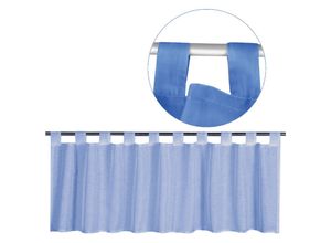 4059222213046 - Schlaufen-Bistrogardine in B160cm x L60cm transparente uni Scheibengardine Voile in vielen verschiedenen Farben erhältlich (blau - mittelblau) - Blau