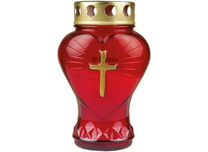 4059222251680 - Hs Candle - Grablicht Glas in Herzform ( Rot ) Grabkerze mit ca 45h Brenndauer - Rot