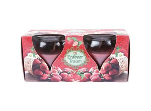 4059222252731 - Hs Candle - Duftkerzen Creation 2er Pack im Glas lange Brenndauer und angenehmer Duft ( Erdbeer Traum ) - Pink