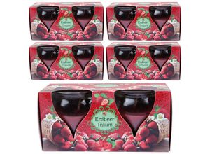 4059222252830 - Hs Candle - Duftkerzen Creation 10er Pack im Glas lange Brenndauer und angenehmer Duft ( Erdbeer Traum ) - Rot