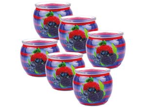 4059222253462 - Hs Candle - Duftkerzen Motiv 6er Pack im Glas lange Brenndauer und angenehmer Duft ( Mixed Berries ) - Beere