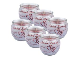 4059222253615 - Hs Candle - Duftkerzen Sprüche 6er Pack im Glas lange Brenndauer und angenehmer Duft ( Ich liebe Dich ) - Grau