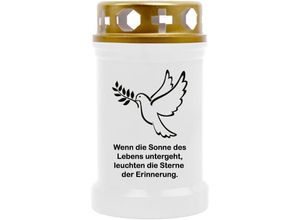 4059222257811 - Hs Candle - 10er Pack Grabkerzen mit Motiv Grablicht mit Brenndauer von ca 40 Std Motiv Taube in vielen weiteren Varianten - Weiß