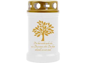 4059222257835 - Hs Candle - 10er Pack Grabkerzen mit Motiv Grablicht mit Brenndauer von ca 40 Std Motiv Baum Gold in vielen weiteren Varianten - Weiß