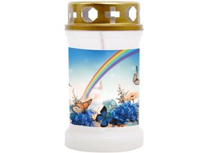 4059222257873 - Hs Candle - 10er Pack Grabkerzen mit Motiv Grablicht mit Brenndauer von ca 40 Std Motiv Regenbogen in vielen weiteren Varianten - Weiß