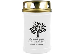 4059222257903 - Hs Candle - 8er Pack Grabkerzen mit Motiv Grablicht mit Brenndauer von ca 2 Tage Motiv Baum in vielen weiteren Varianten - Weiß