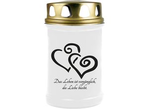 4059222257934 - Hs Candle - 8er Pack Grabkerzen mit Motiv Grablicht mit Brenndauer von ca 2 Tage Motiv Herzen in vielen weiteren Varianten - Weiß