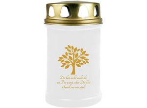 4059222257941 - Hs Candle - 8er Pack Grabkerzen mit Motiv Grablicht mit Brenndauer von ca 2 Tage Motiv Baum Gold in vielen weiteren Varianten - Weiß