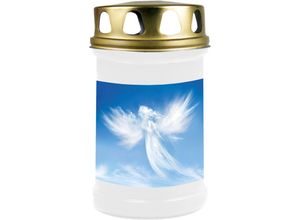 4059222257972 - Hs Candle - 8er Pack Grabkerzen mit Motiv Grablicht mit Brenndauer von ca 2 Tage Motiv Engel Wolke in vielen weiteren Varianten - Weiß