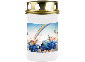 4059222257989 - Hs Candle - 8er Pack Grabkerzen mit Motiv Grablicht mit Brenndauer von ca 2 Tage Motiv Regenbogen in vielen weiteren Varianten - Weiß