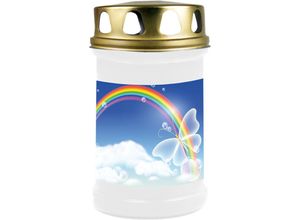 4059222257996 - Hs Candle - 8er Pack Grabkerzen mit Motiv Grablicht mit Brenndauer von ca 2 Tage Motiv Schmetterling in vielen weiteren Varianten - Weiß