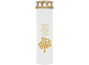 4059222258160 - Hs Candle - 4er Pack Grabkerzen mit Motiv Grablicht mit Brenndauer von ca 7 Tage Motiv Baum Gold in vielen weiteren Varianten - Weiß