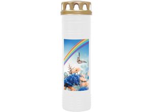 4059222258207 - Hs Candle - 4er Pack Grabkerzen mit Motiv Grablicht mit Brenndauer von ca 7 Tage Motiv Regenbogen in vielen weiteren Varianten - Weiß