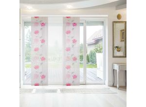 4059222260668 - Flächenvorhang Elena 3er Pack mit Druck Motiv 60 x 260 cm (b x h) in Himbeere Floral inkl Zubehör Schiebevorhang mit Print - Himbeere Floral 4059222260668 - Flächenvorhang Elena 3er Pack mit Druck Motiv 60 x 260 cm (b x h) in Himbeere Floral inkl Zubehör Schiebevorhang mit Print - Himbeere Floral