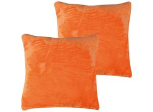 4059222264482 - Bestlivings - Kissenhülle Kuschel Celina 2er Pack in der Größe 40 x 40cm - Orange - Kissenbezug mit Reißverschluss - Orange